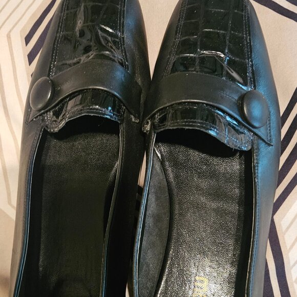 Comfort vintage ballet Flat 100% leather Grandmacore Whimsigoth black loafers 11 - Picture 4 of 11